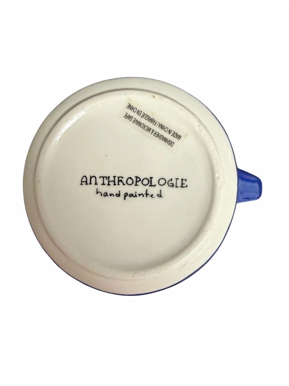 Anthropologie Hand Painted Monogram “G” Initial Blue Coffee Mug - Picture 6 of 6